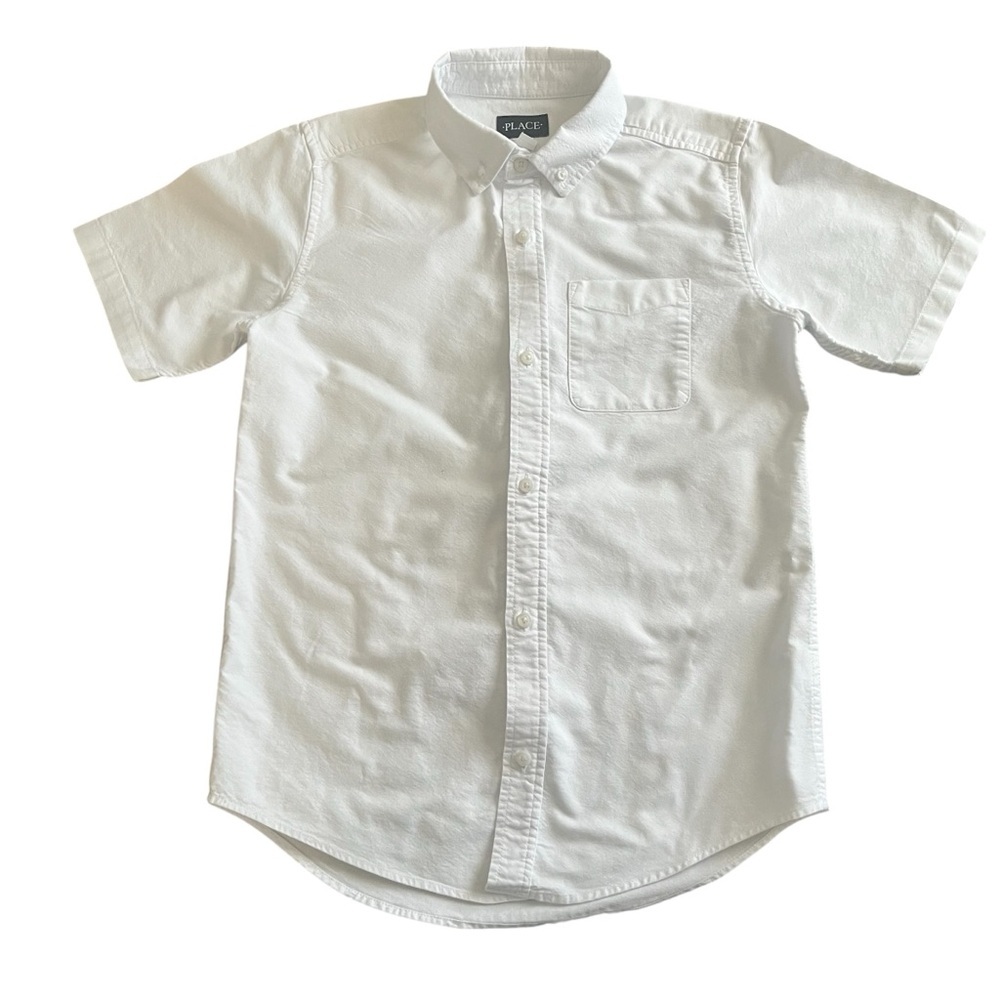 Place White Short-Sleeve Button-Down Shirt
